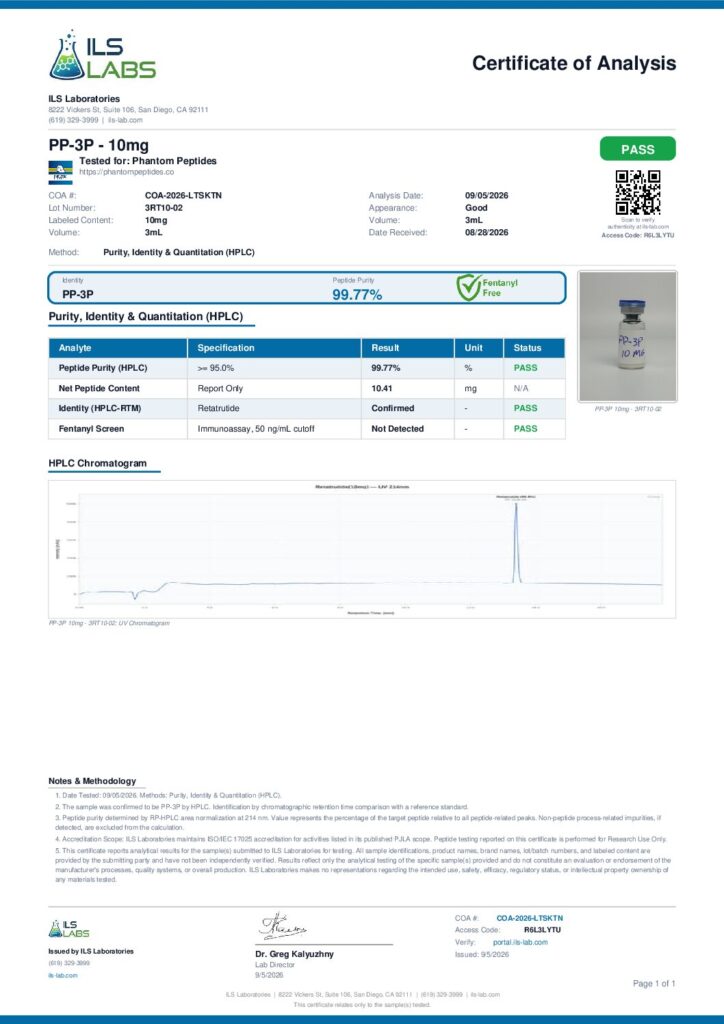PP-3RT 10mg Kit certificate of analysis, first page