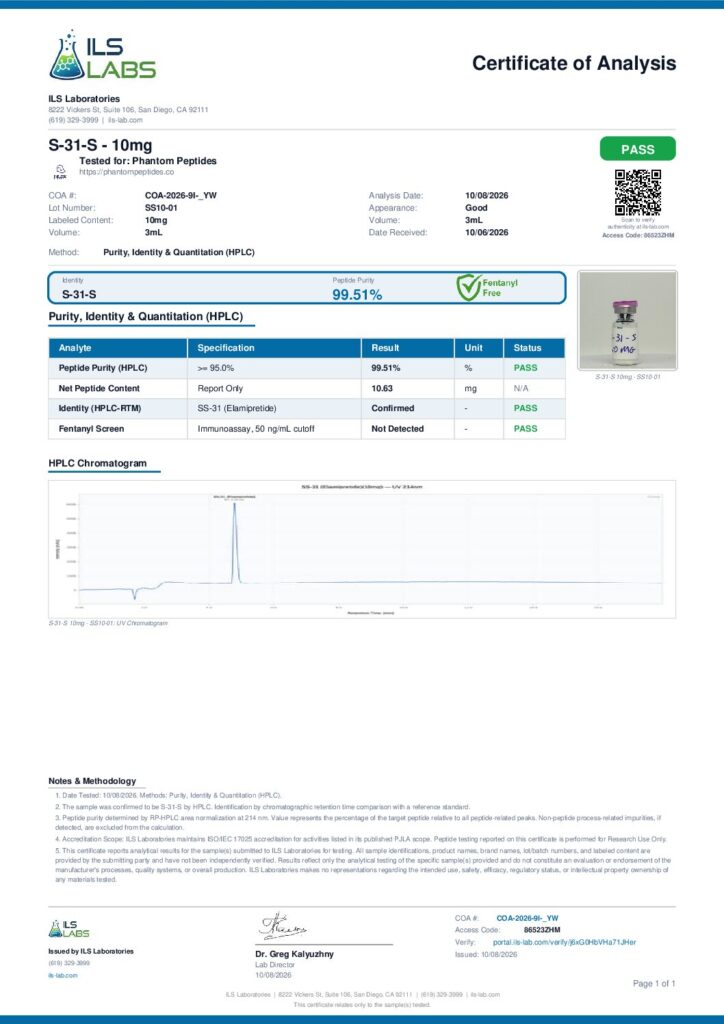 S-31-S certificate of analysis, first page